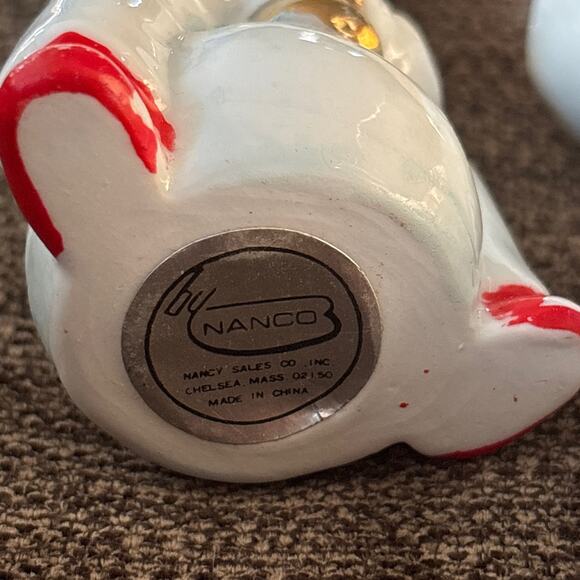 Lot of 2 Vintage Miniature Circus Clown Figurines Music Nanco Ceramic White Red - Picture 5 of 5